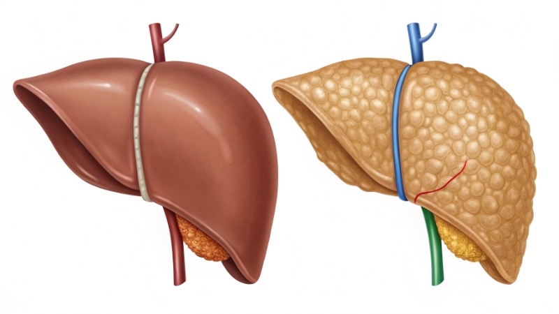 الفرق بين الكبد الطبيعي ودهون الكبد