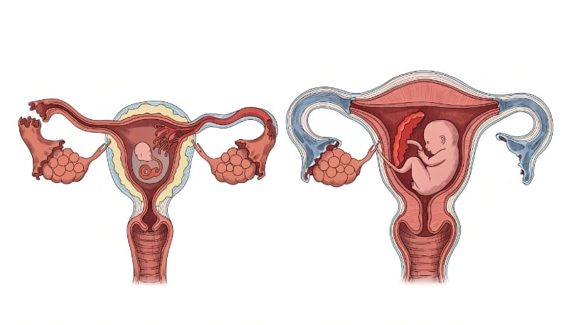 رسم طبي يوضح الحمل خارج الرحم في قناة فالوب