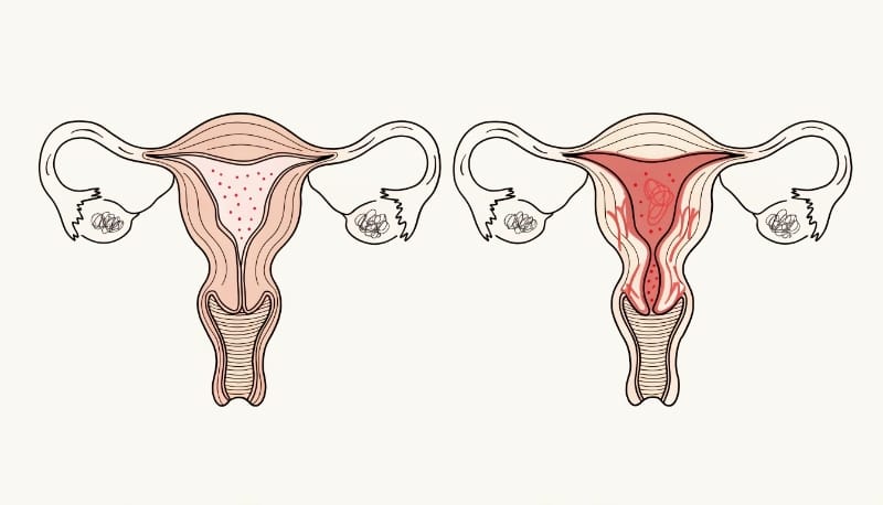 رسم طبي يوضح تقلصات الرحم أثناء الدورة الشهرية