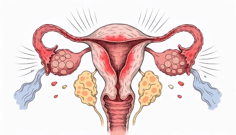 رسم طبي يوضح التهاب الحوض والأعضاء التناسلية الأنثوية